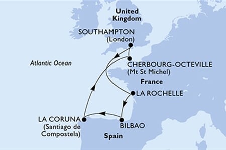 MSC Virtuosa - Velká Británie, Francie, Španělsko (ze Southamptonu)