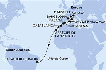 MSC Seaview - Španělsko, Francie, Itálie, Maroko, Brazílie (z Barcelony)