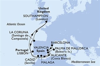 MSC Virtuosa - Velká Británie, Španělsko, Portugalsko (ze Southamptonu)