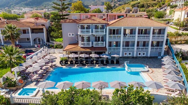 Aparthotel Anamar Zante: fotografie vybavení exteriérů a interiérů ubytování.