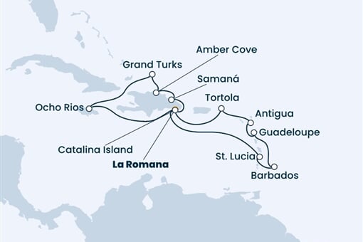 Costa Pacifica - Dominikán.rep., Jamajka, Turks a Caicos, Nizozemské Antily, Panenské o. (britské) (z La Romana)