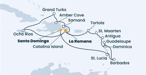 Costa Pacifica - Dominikán.rep., Nizozemské Antily, Dominika, Panenské o. (britské), Jamajka, ... (Santo Domingo)