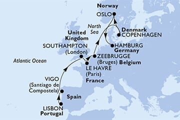 MSC Preziosa - Portugalsko, Španělsko, Velká Británie, Francie, Belgie, ... (z Lisabonu)
