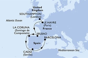MSC Virtuosa - Velká Británie, Francie, Španělsko (ze Southamptonu)