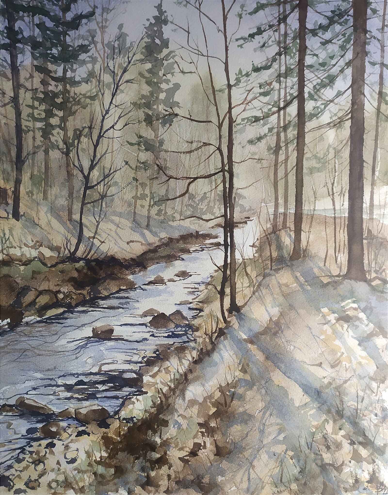 Blažena Niemcová: Bystřice Paseky, v lese, 50 × 40 cm