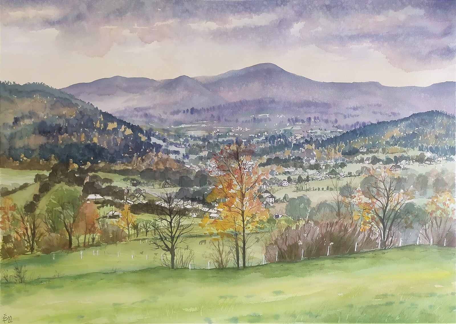 Blažena Niemcová: Nýdek, cestou na Velkou Čantoryji, 50 × 70 cm