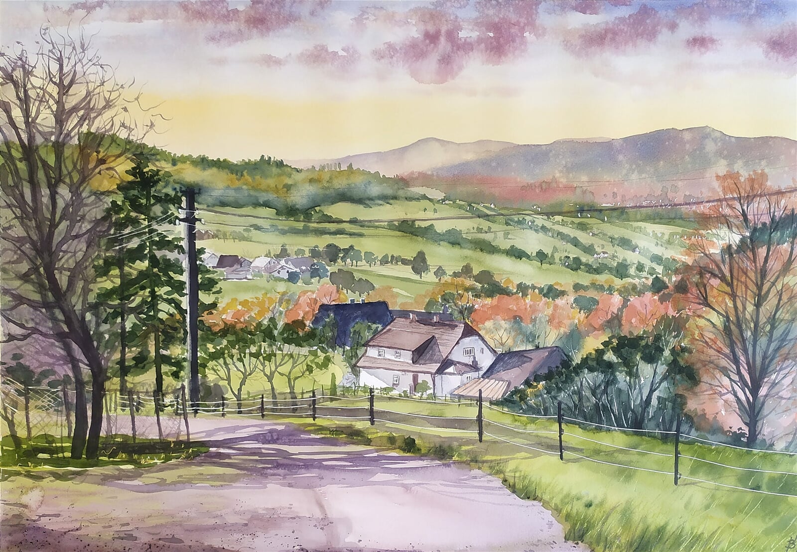 Blažena Niemcová: Vendryně, na Vružné, 50 × 70 cm