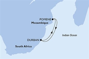 MSC Splendida - Jihoafrická r., Mosambik (Durban)
