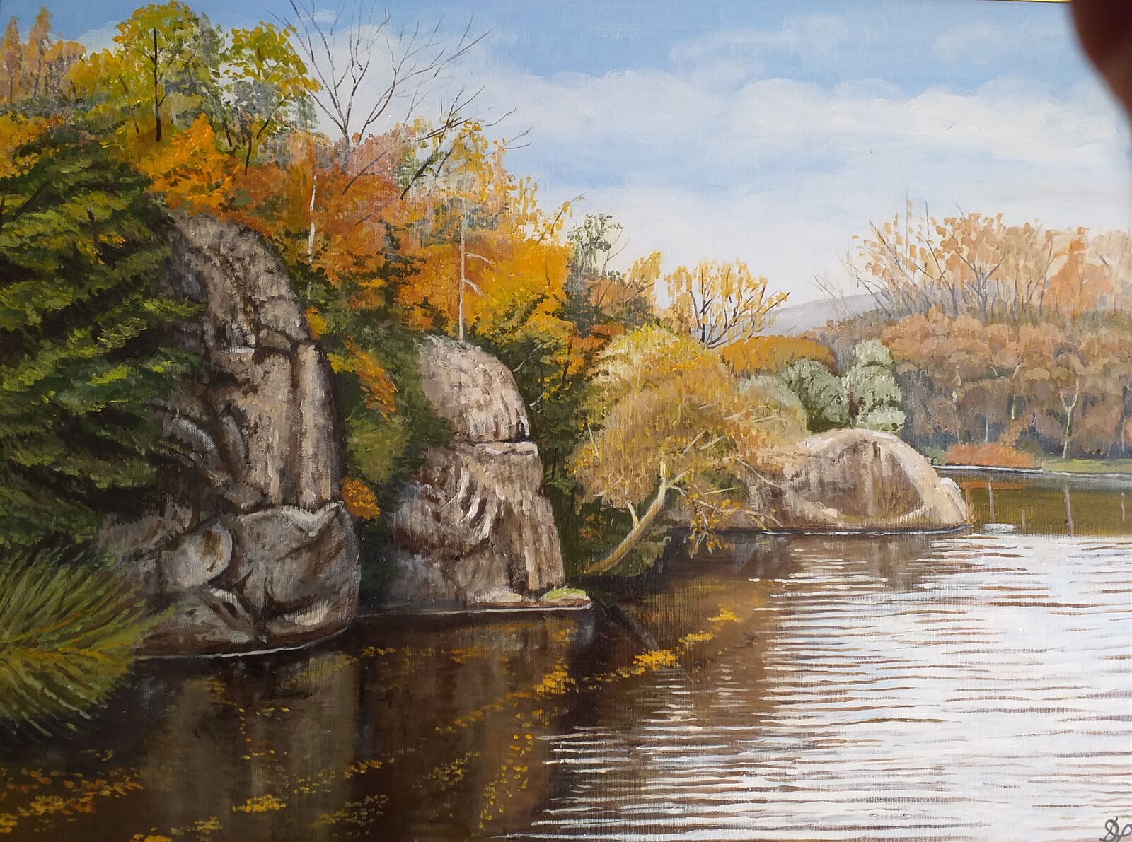Dana Pacáková: Panáčkovy skály na řece Svratce, 60 × 80 cm