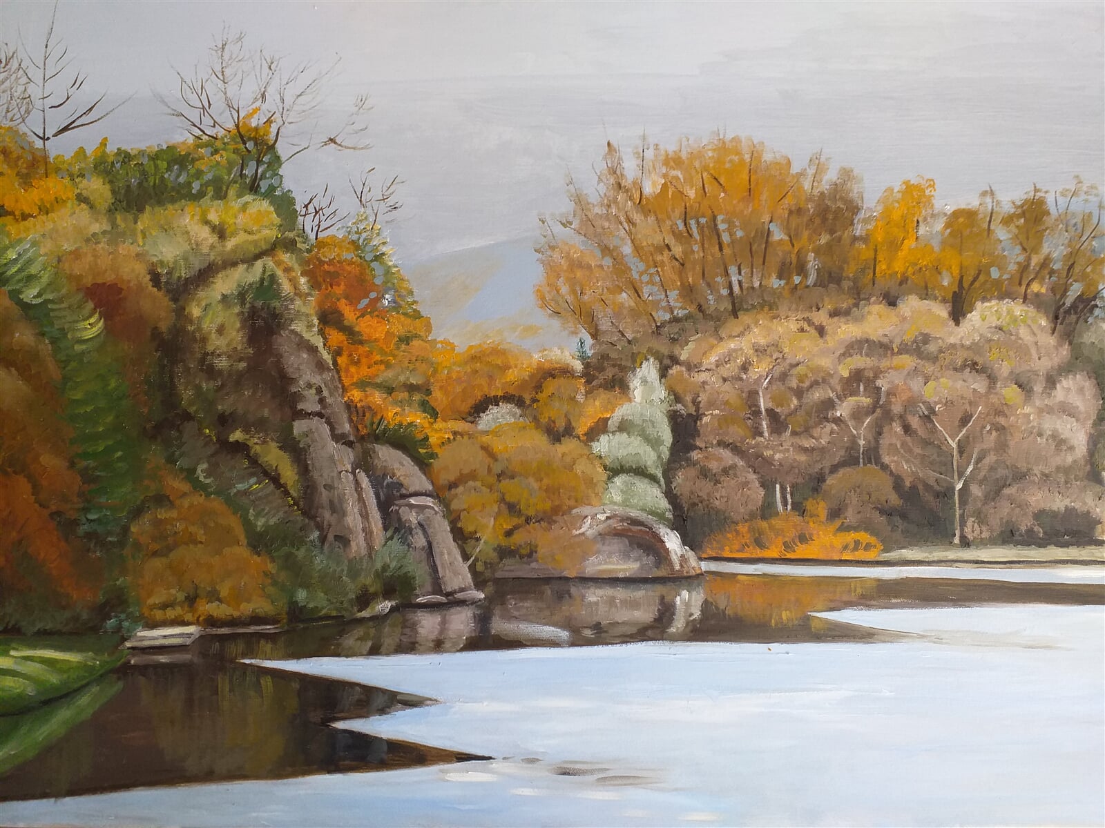 Dana Pacáková: Panáčkovy skály na řece Svratce, 60 × 80 cm