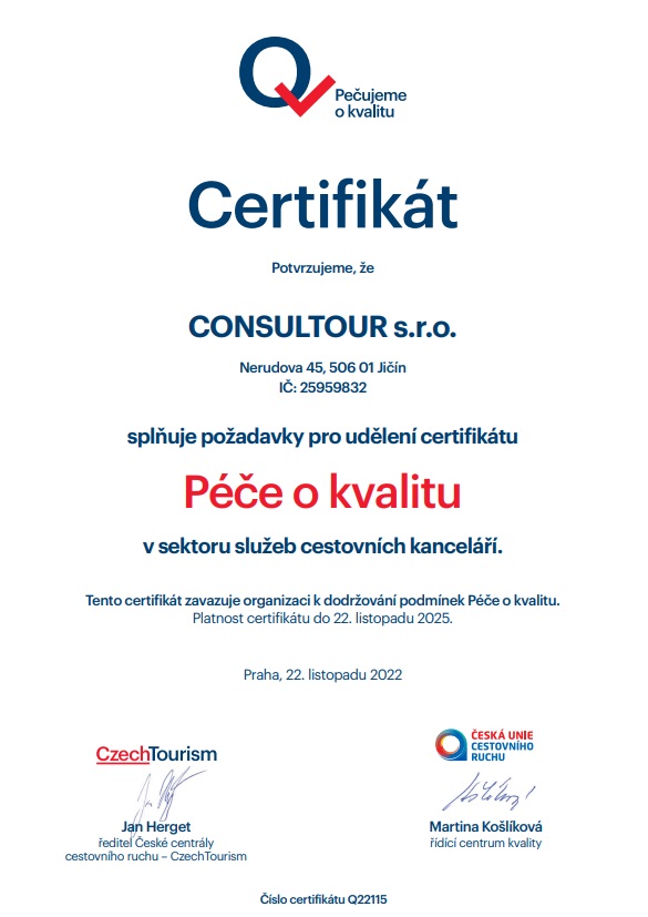 Consultour   Certifikát kvality péče