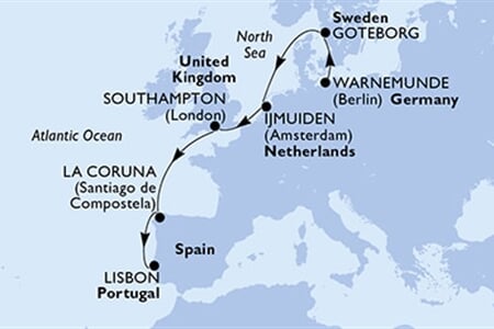 MSC Poesia - Německo, Švédsko, Nizozemí, Velká Británie, Španělsko, ... (Warnemünde)