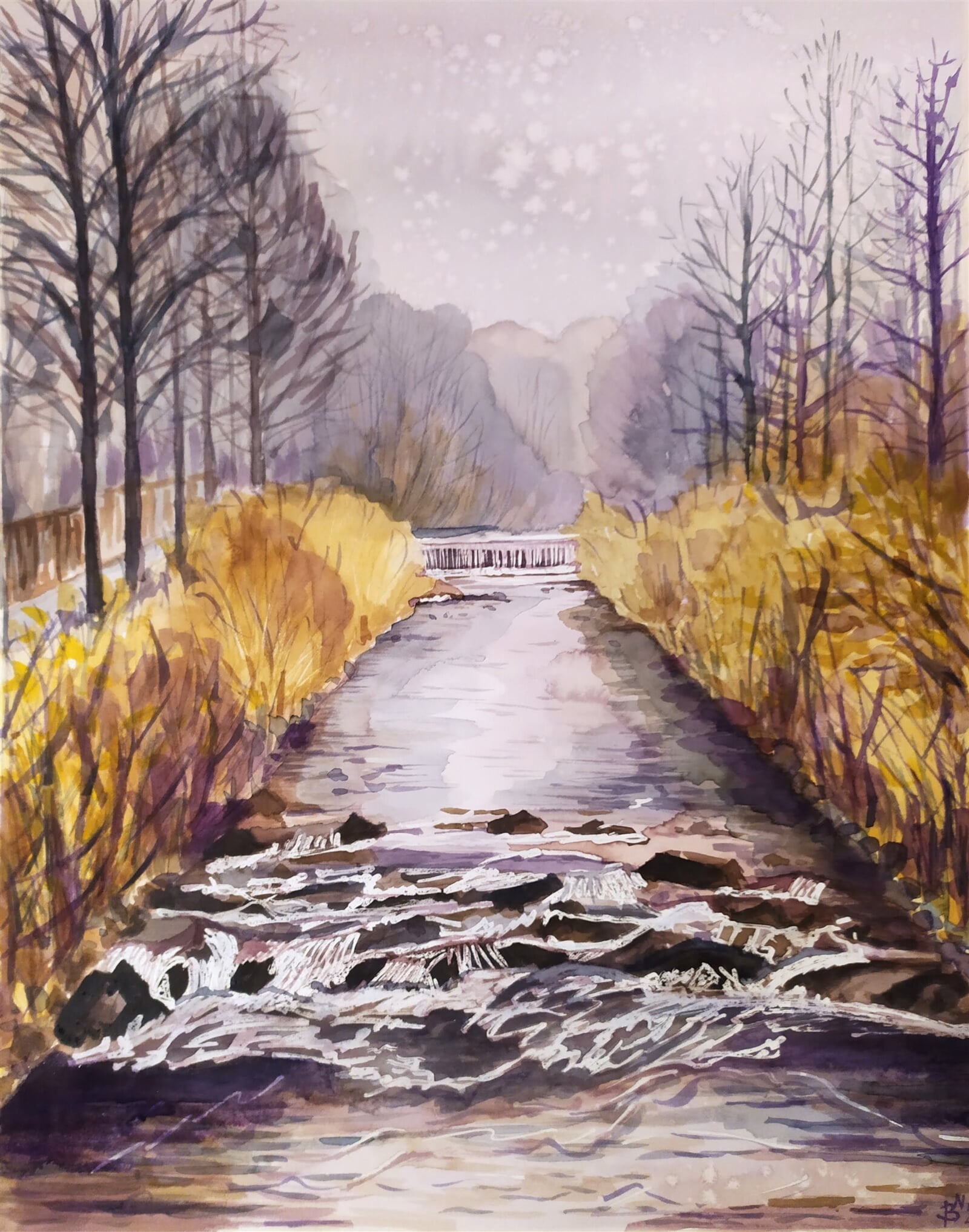 Blažena Niemcová : Jarní večer u Hluchové, 50 × 40 cm