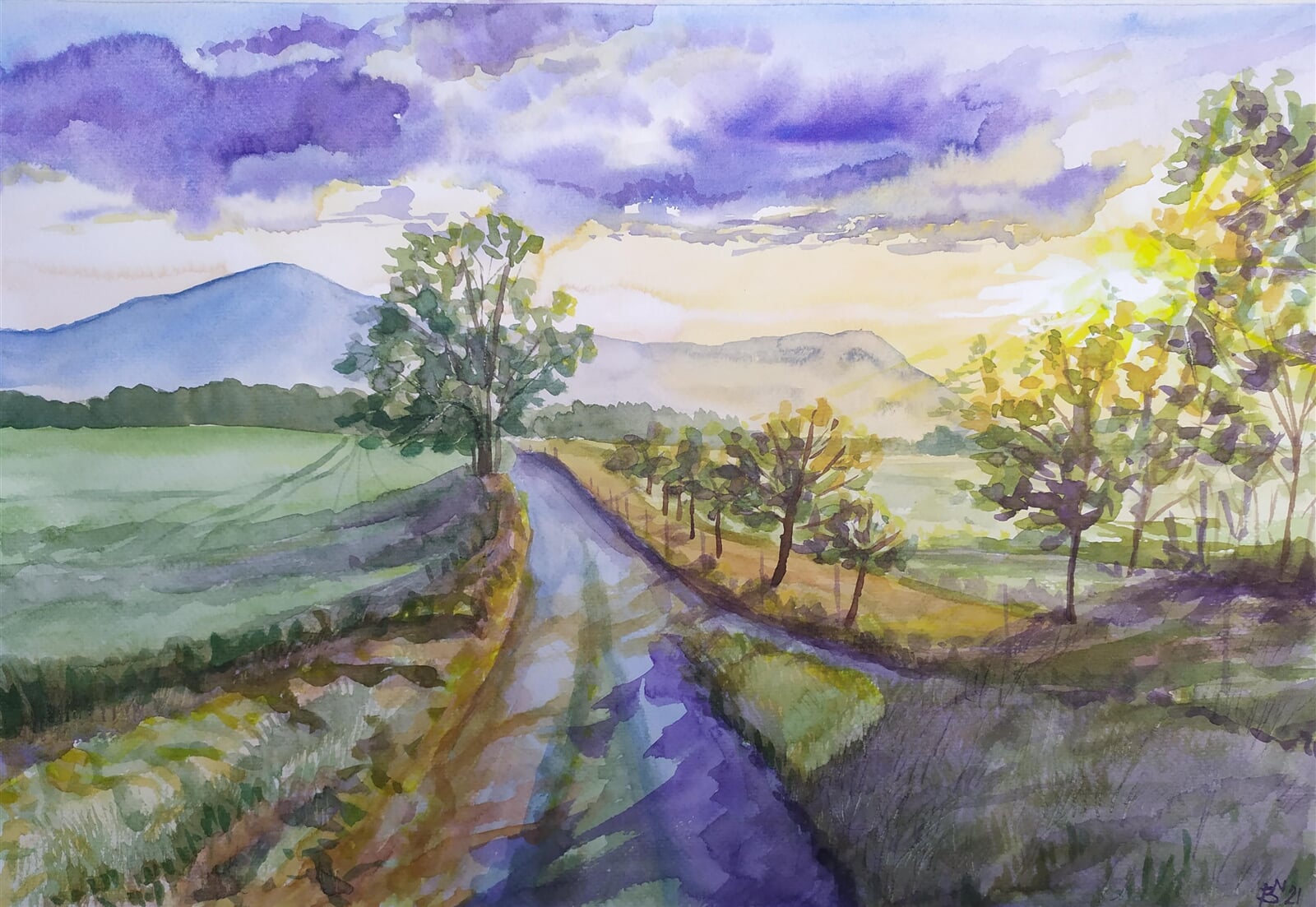 Blažena Niemcová : Cestou k Rokičí, 35 × 50 cm