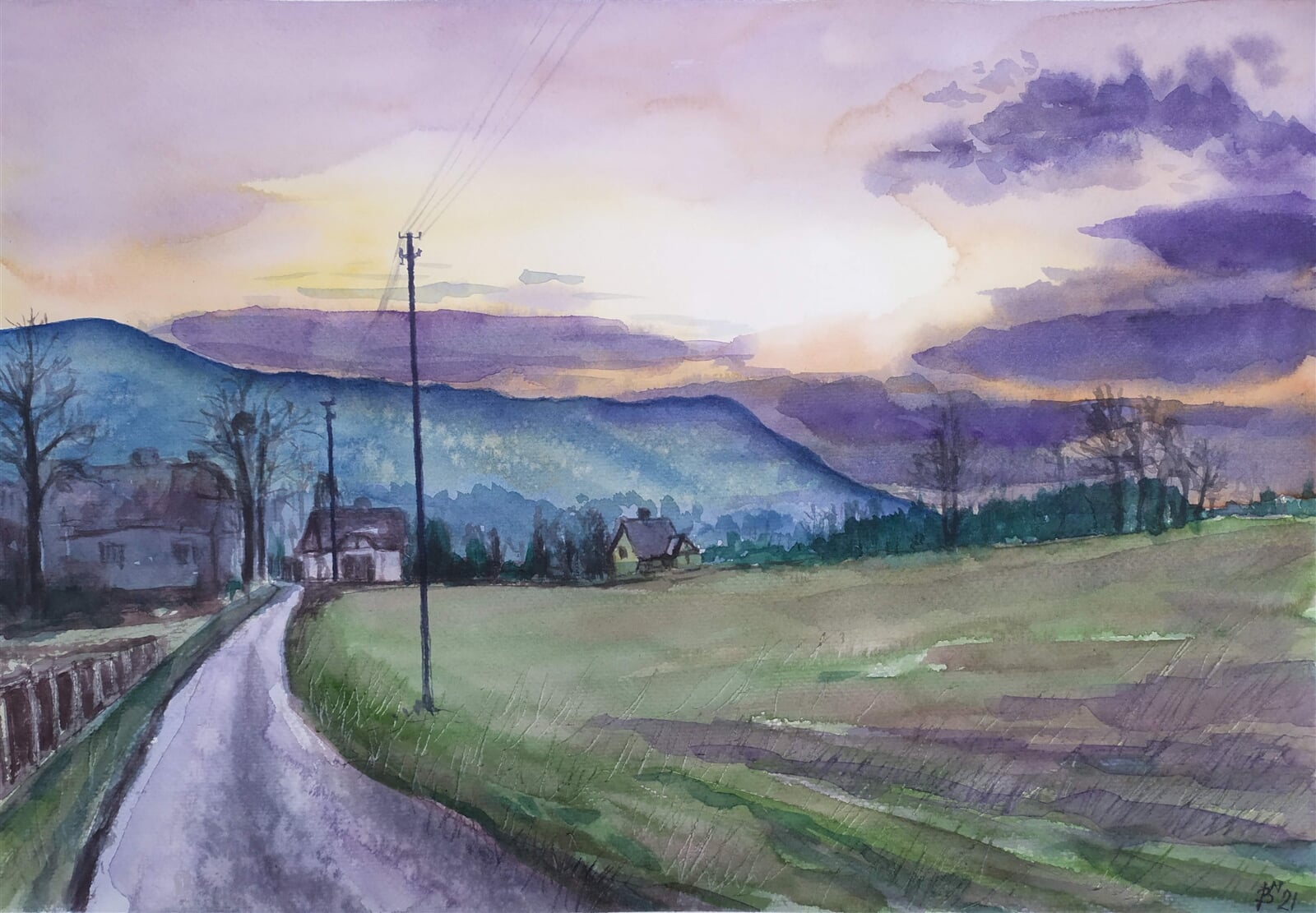 Blažena Niemcová : Bystřice, Kompařov, 35 × 50 cm