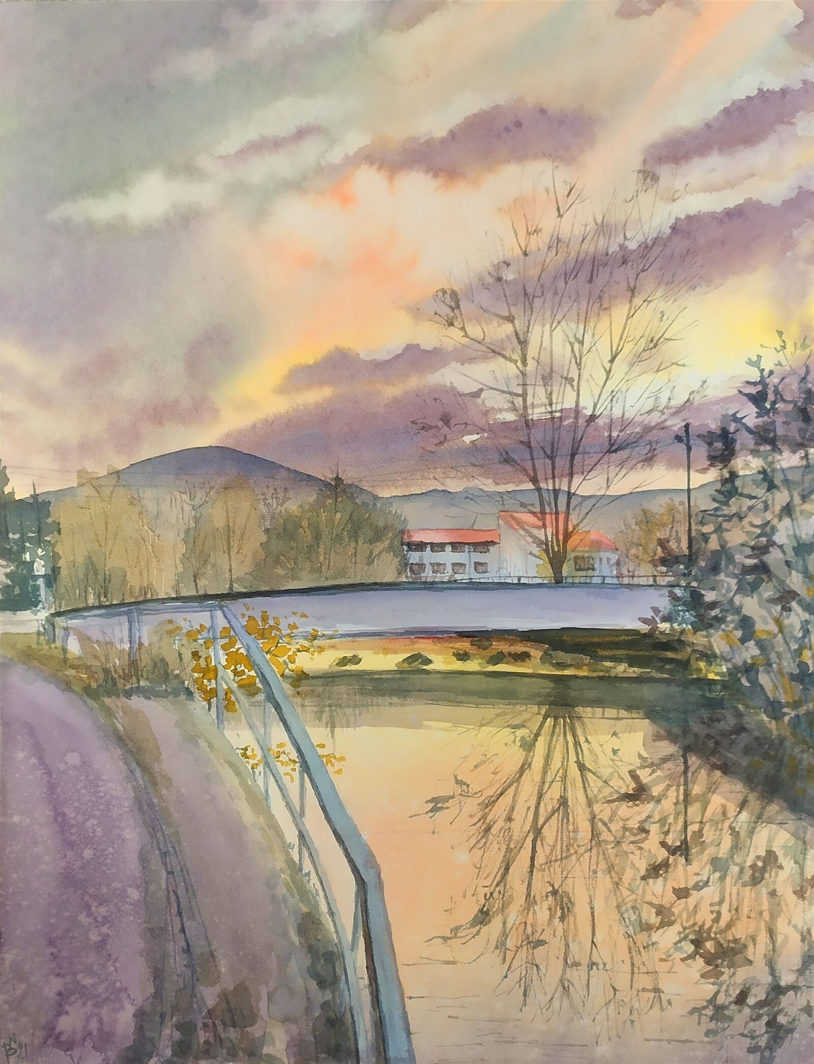 Blažena Niemcová : Bystřice, pod viaduktem, 50 × 40 cm