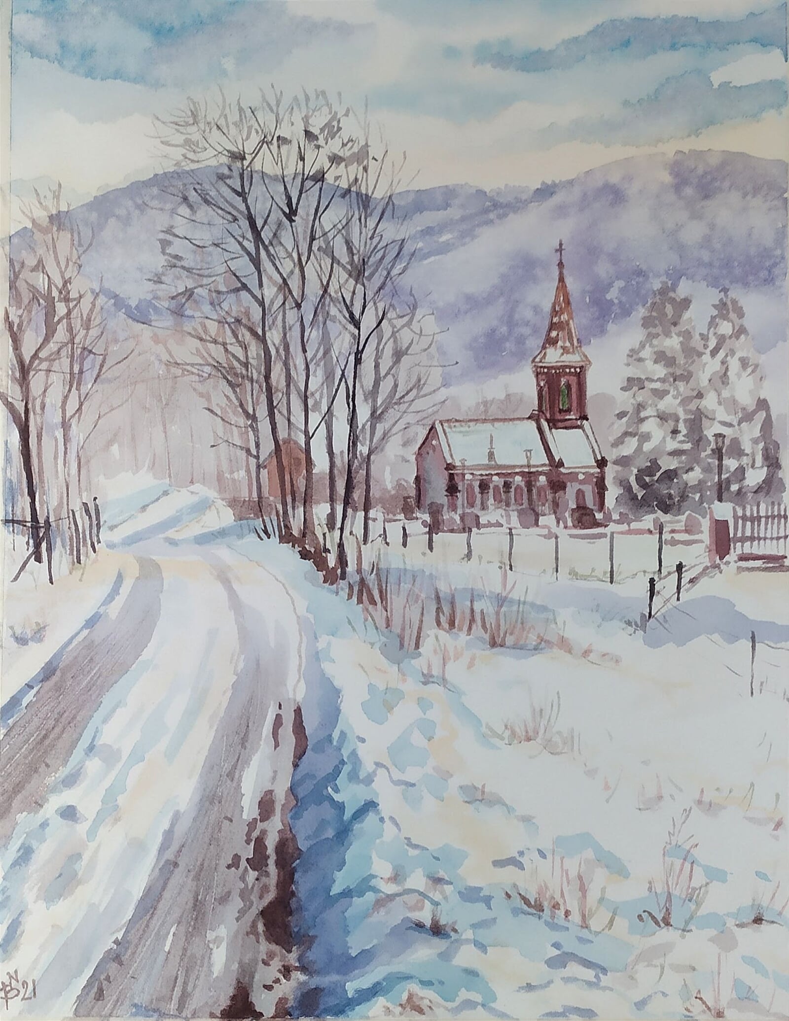 Blažena Niemcová : Nýdek, kaple, 40 × 30 cm