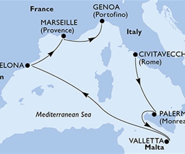 MSC Grandiosa - Itálie, Malta, Španělsko, Francie (z Civitavecchie)