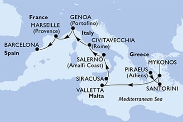 MSC Musica - Řecko, Malta, Itálie, Francie, Španělsko (z Pirea)