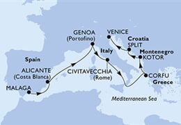 MSC Sinfonia - Španělsko, Itálie, Řecko, Chorvatsko (z Malagy)