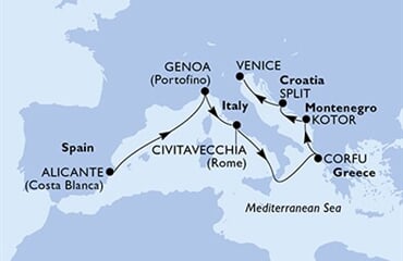 MSC Sinfonia - Španělsko, Itálie, Řecko, Chorvatsko (Alicante)