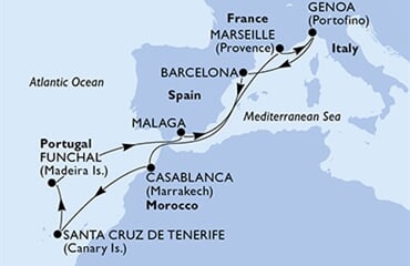 MSC Poesia - Španělsko, Maroko, Portugalsko, Francie, Itálie (z Barcelony)