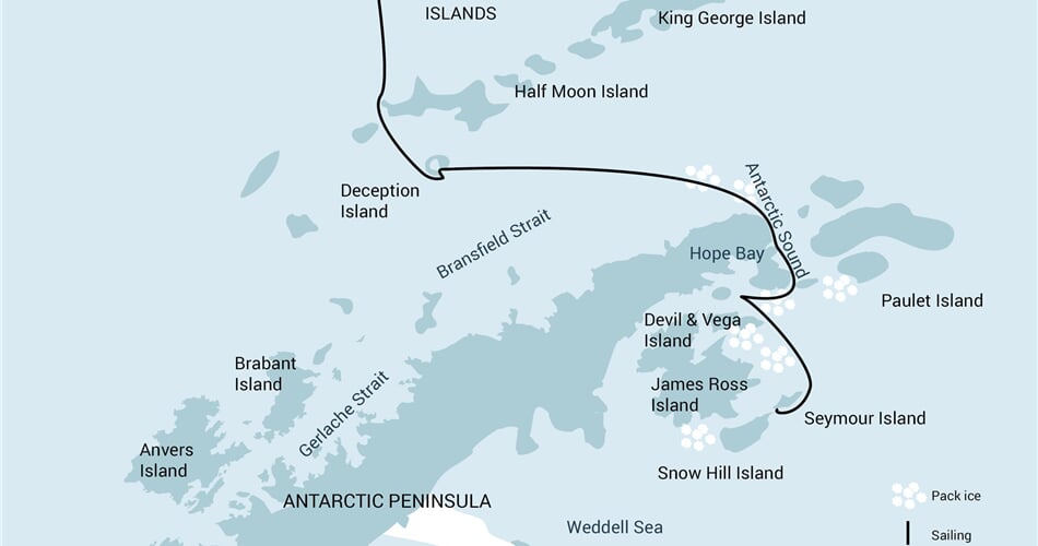 Trasa plavby Oceanwide Expedition OW-OTL23-24