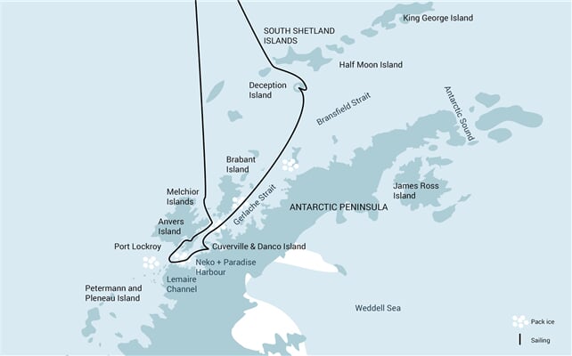 Trasa plavby Oceanwide Expedition OW-OTL29-25