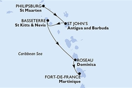 MSC Seaside - Nizozemské Antily, Antigua a Barbuda, Sv.Kryštof a Nevis, Dominika, Martinik (Philipsburg)