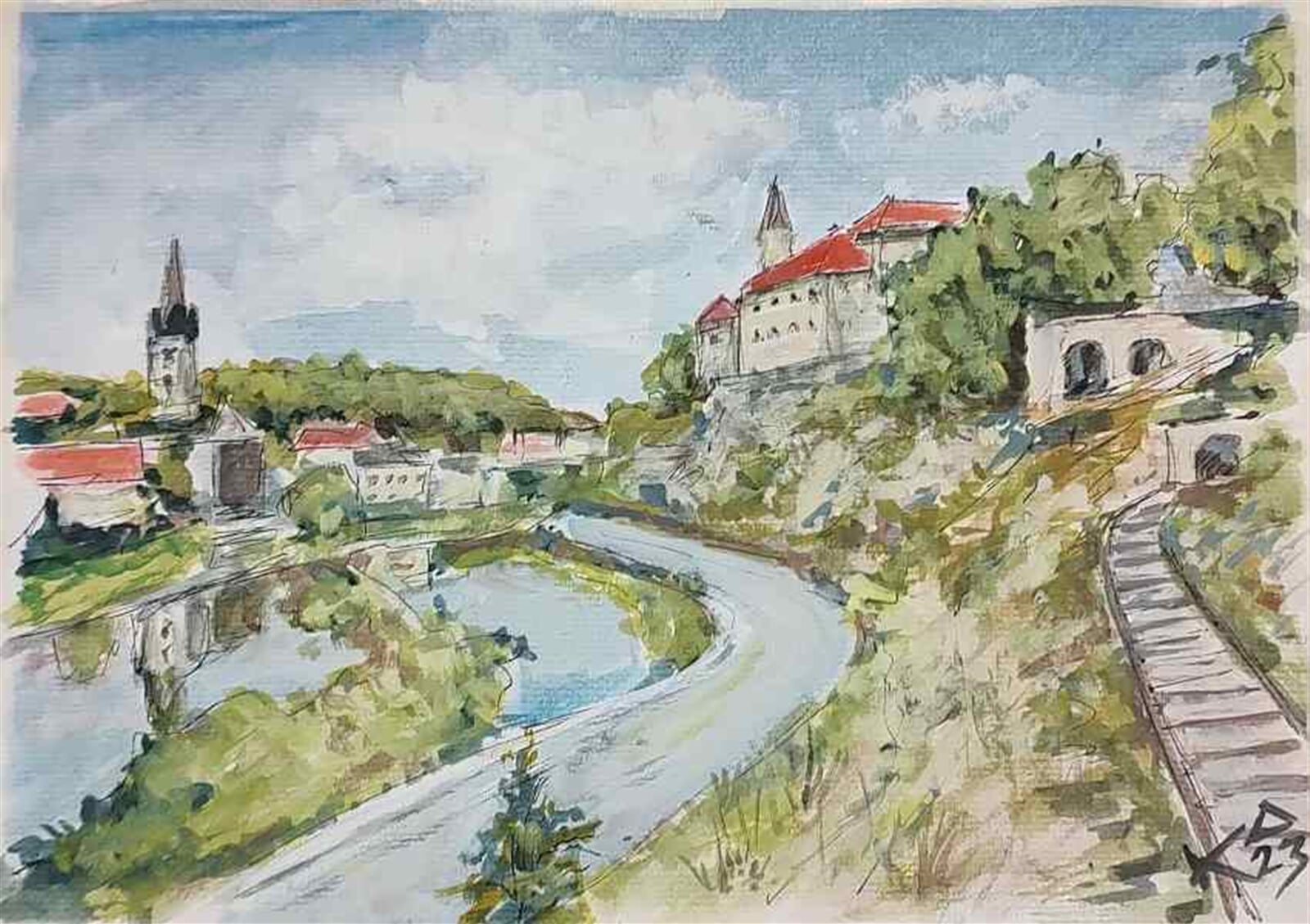 Josef Kubát: Pohled na Ledeč, A4