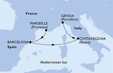 MSC Splendida - Francie, Španělsko, Itálie (z Marseille)