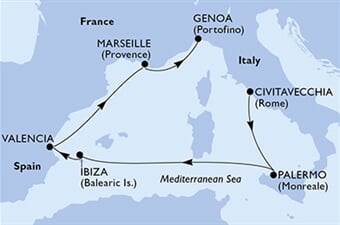 MSC Seashore - Itálie, Španělsko, Francie (z Civitavecchie)