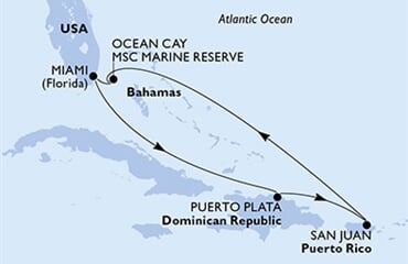 MSC World America - USA, Dominikán.rep., Portoriko, Bahamy (z Miami)
