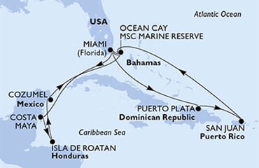 MSC World America - USA, Mexiko, Honduras, Bahamy, Dominikán.rep., ... (z Miami)