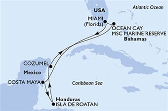 MSC WORLD AMERICA - USA, Mexiko, Honduras, Bahamy (z Miami)
