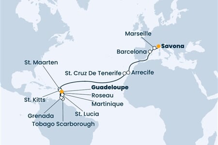 Costa Fortuna - Itálie, Francie, Španělsko, Nizozemské Antily, Trinidad a Tobago, ... (ze Savony)