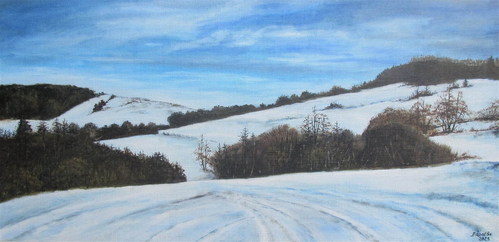 Svatopluk Drápal: Vysočina, pohled od Blatin, 50 × 100 cm