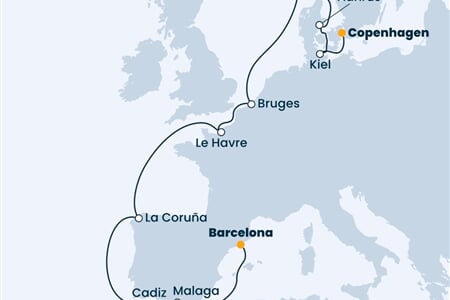Costa Diadema - Španělsko, Francie, Belgie, Norsko, Dánsko, ... (z Barcelony)