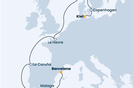 Costa Diadema - Německo, Dánsko, Norsko, Francie, Španělsko (z Kielu)