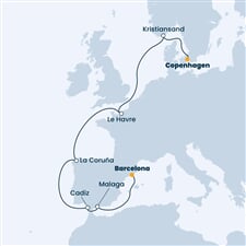 Costa Diadema - Dánsko, Norsko, Francie, Španělsko (z Kodaně)
