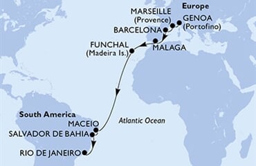 MSC Grandiosa - Itálie, Francie, Španělsko, Portugalsko, Brazílie (z Janova)