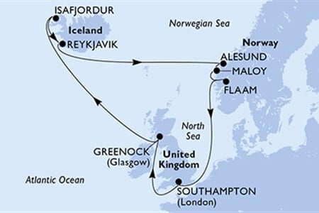 MSC Virtuosa - Velká Británie, Island, Norsko (ze Southamptonu)