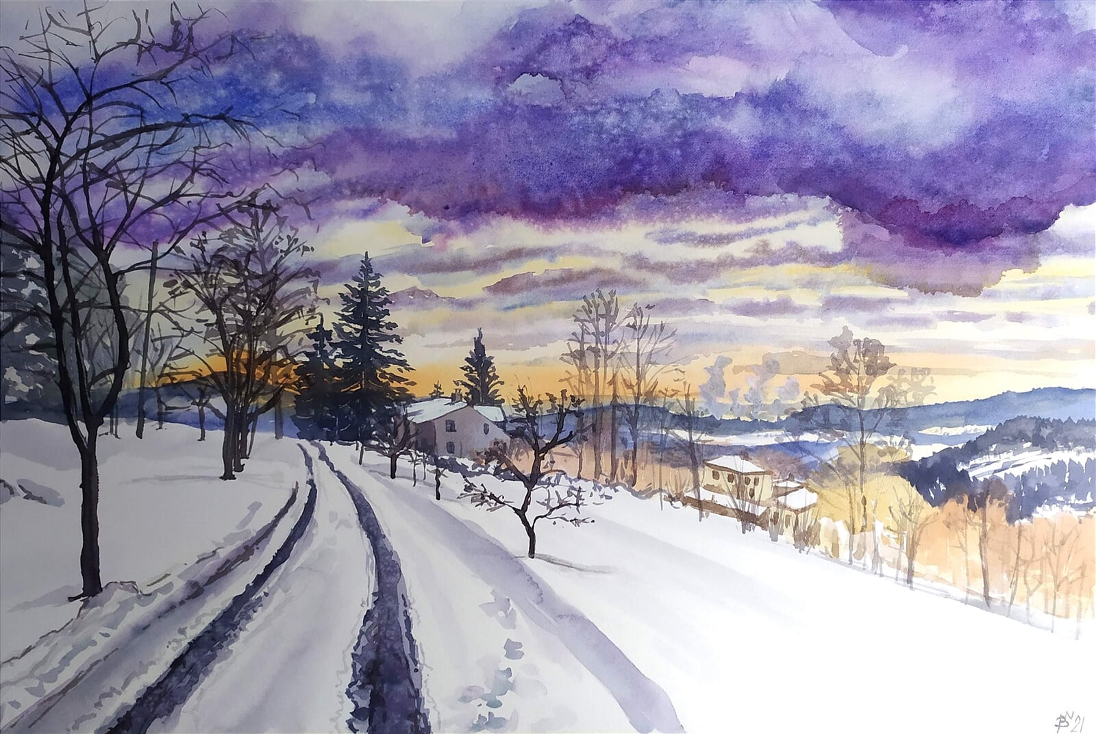 Blažena Niemcová : Bystřice, Paseky, 38 × 56 cm