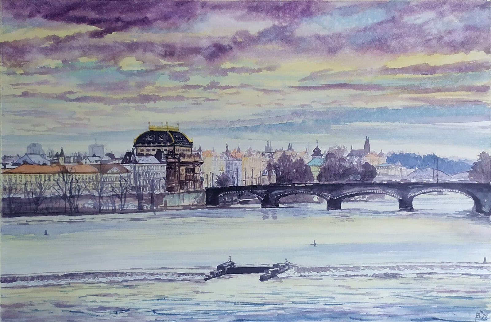 Blažena Niemcová : Praha, Národní divadlo, 38 × 56 cm