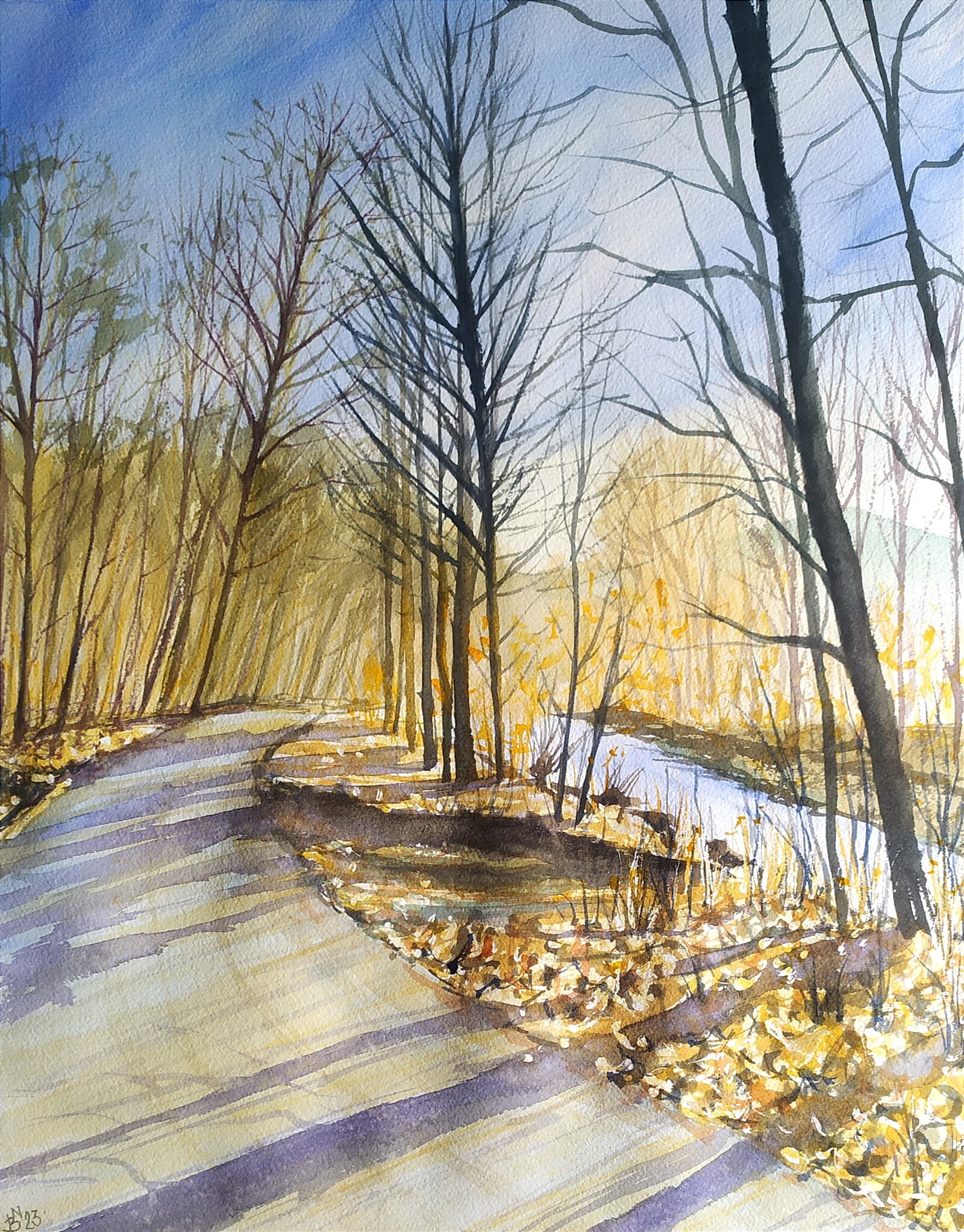 Blažena Niemcová : Jarní světlo u Hluchové, 50 × 40 cm