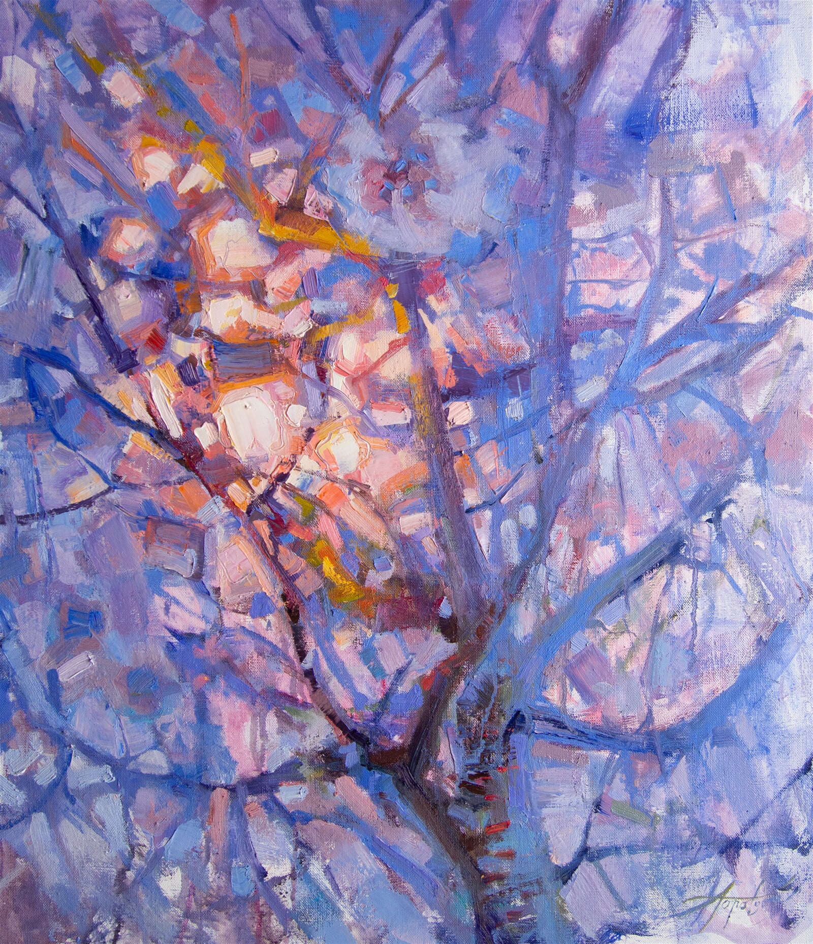 Adéla Topolová: Světlo olízlo třešeň, 70 × 60 cm