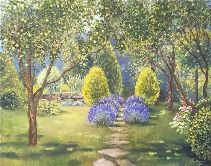 Zahrada v Podhradí, olej na plátně 100x80 cm