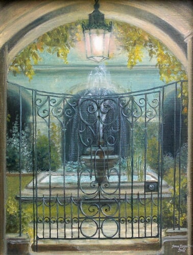 Zahrada. olej na plátně, 45 x 55 cm