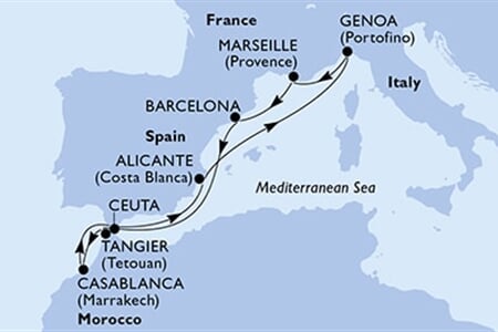 MSC Sinfonia - Španělsko, Maroko, Itálie, Francie (z Barcelony)
