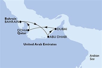 MSC Virtuosa - Arabské emiráty, Katar, Bahrajn (z Abú Dhabí)